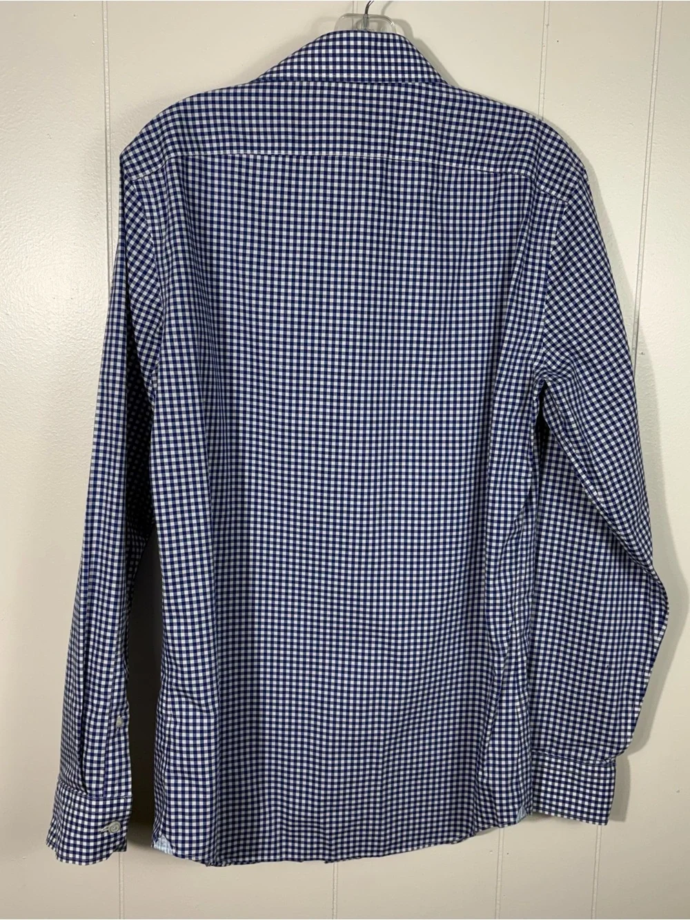 Banana Republic Non-Iron 100% Cotton Slim Fit Blue White Plaid Button Down Small
